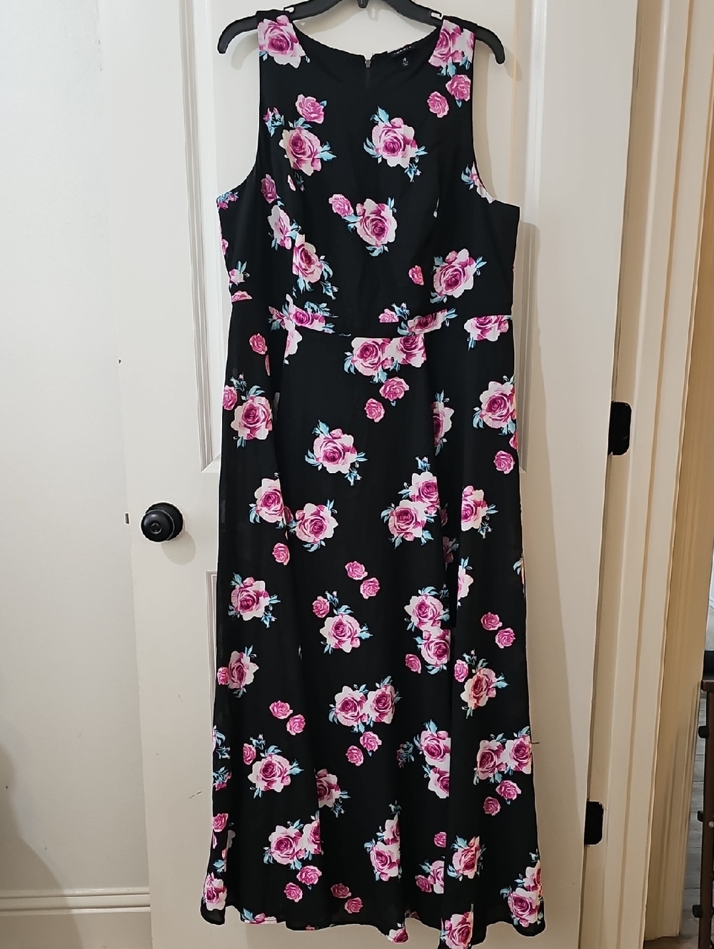 Torrid Black Maxi Dress with Pink Rose Print